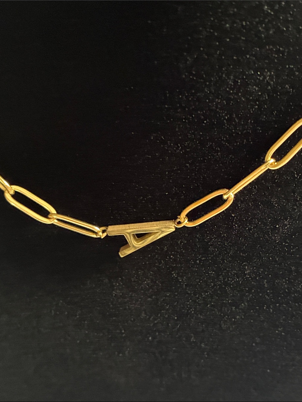 Plunder Gold Paperclip Necklace with 'A' Initial